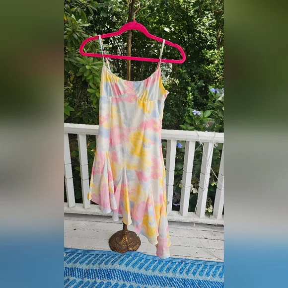 Multicolor Asymmetrical Spaghetti Strap Dress - Picture 4 of 16